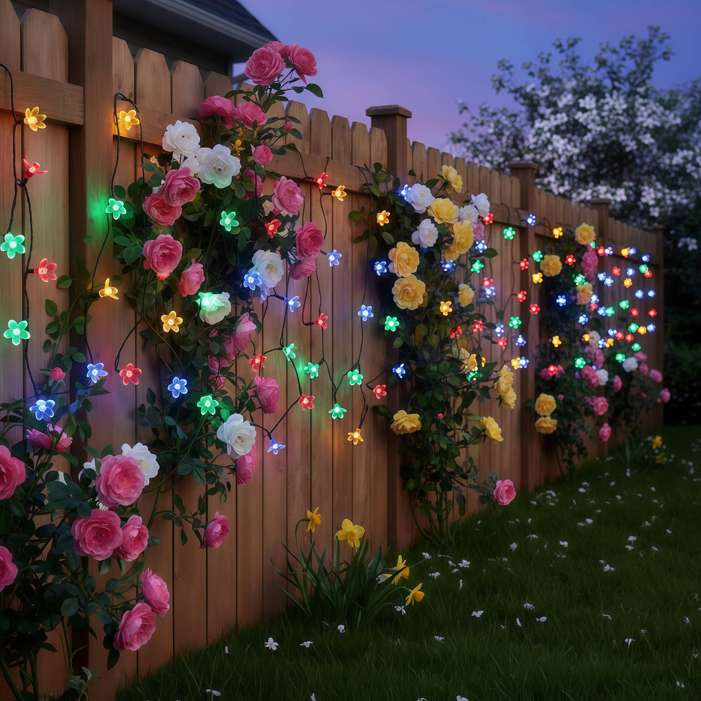 YULETIME 100 Count Multicolor Cherry Blossom Novelty String Lights, 8-Mode 33-Foot LED String Lights (Cherry Blossom)