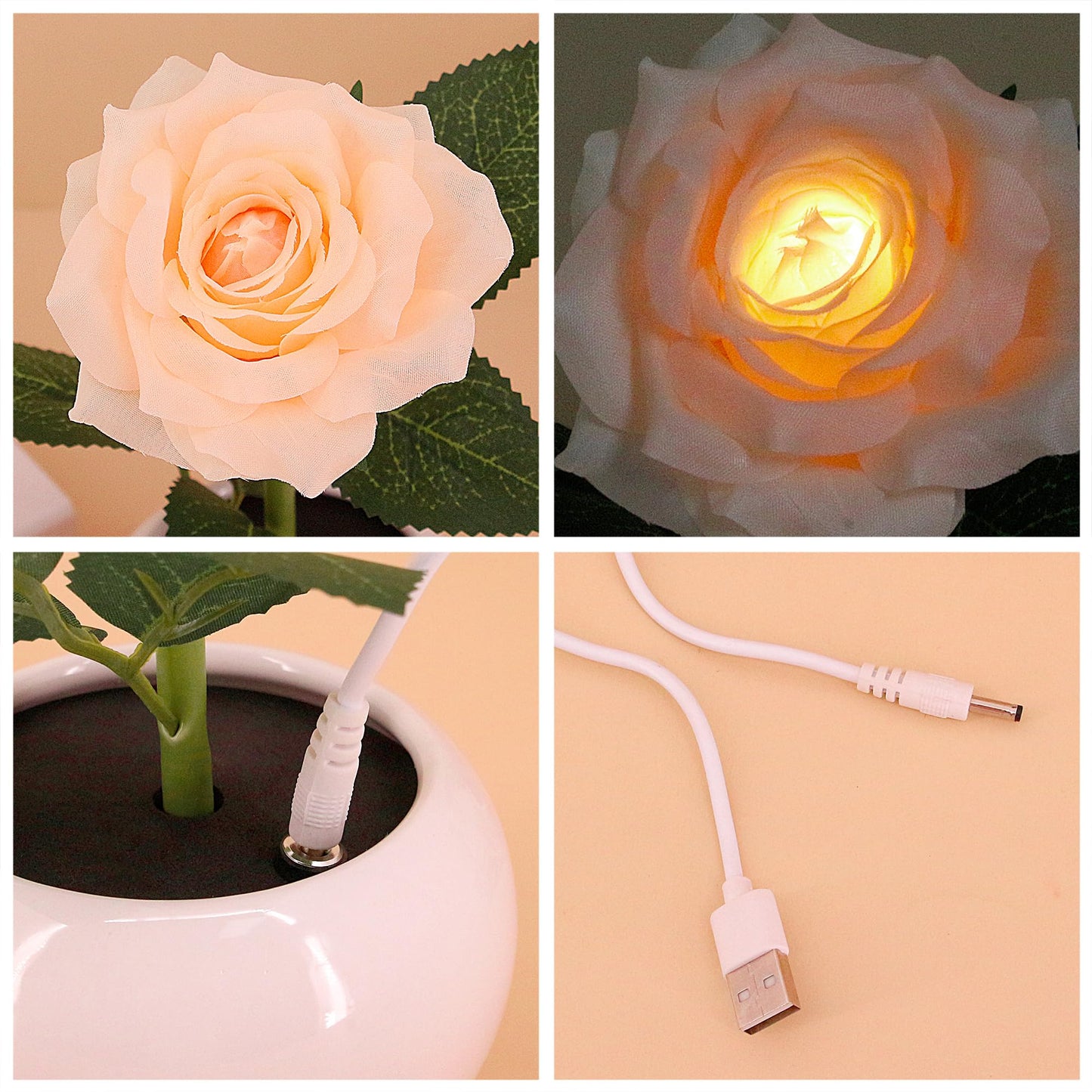 Naimo Flower Night Light Rechargeable LED Night Lamp Rose Table Lamp for Bedroom Living Room Birthday Party Desktop Home Decor