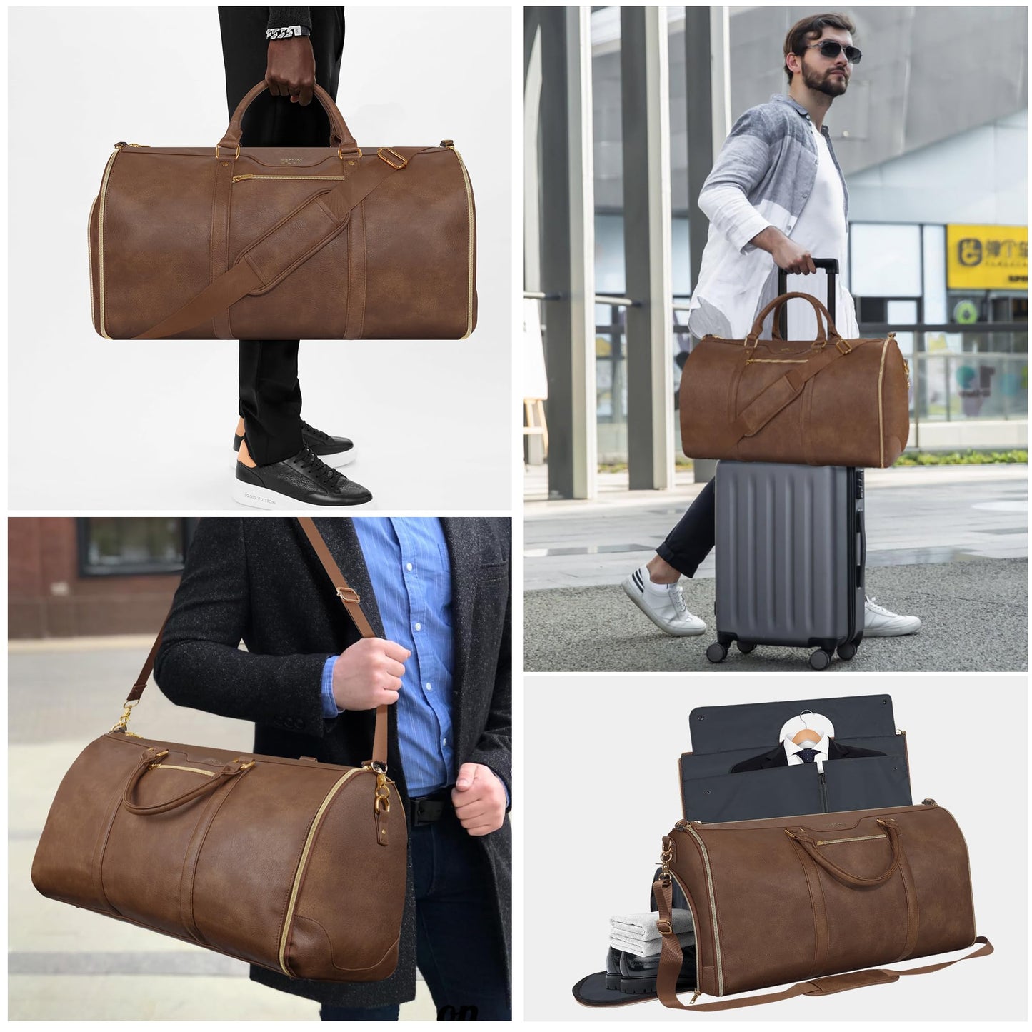 Convertible Garment Bag with Shoulder Strap, Carry on Garment Duffel Bag for Men Women,Waterproof & Wrinkle-Free Suit Carrier for Business Trips & Weekend Getaways, Foldable & Lightweight