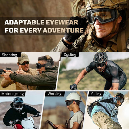 1TG Tactical Airsoft Goggles Anti Fog, Tactical Safety Glasses Eyewear with 3 Impact Lenses for Shooting Paintball Ski Riding