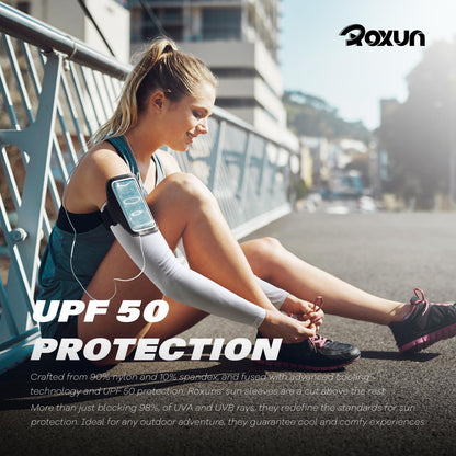 ROXUN 4 Pairs Arm Sleeves, Cooling UV Sun Protection Sports Compression for Men/Women 4 Black
