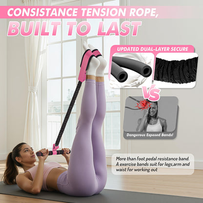 KRNIUC Resistance Bands with Handles | Puller Resistance Band for Exercise, Abs, Core, Legs, Glutes, Foot, Yoga, Arm and Waist Pedal Band, Stretch Bands Workout Equipment for Women Home Gym