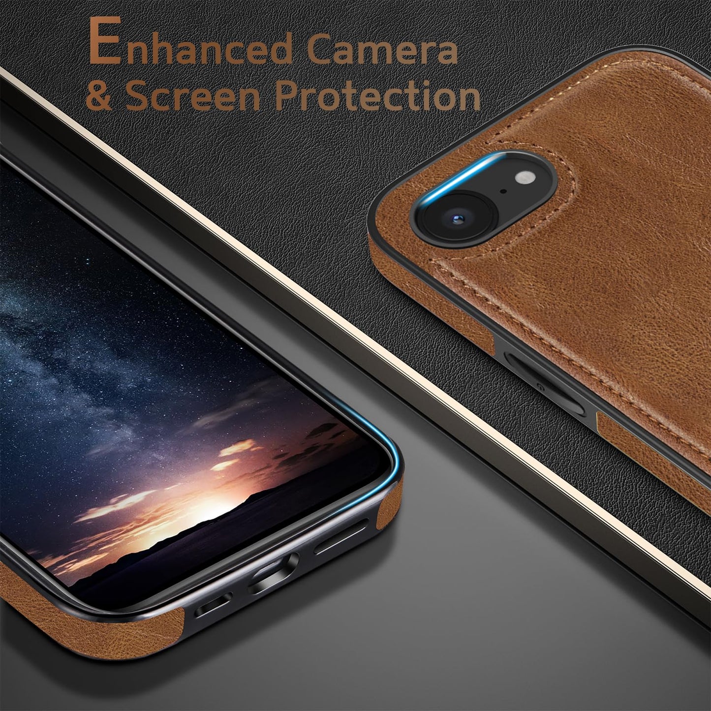 LOHASIC for iPhone 16e Case for iPhone 17e Case, Luxury Leather Soft Back Cover Full Body Protective Women Men Phone Shockproof Cases for iPhone iPhone 16E/17E 6.1'', Brown