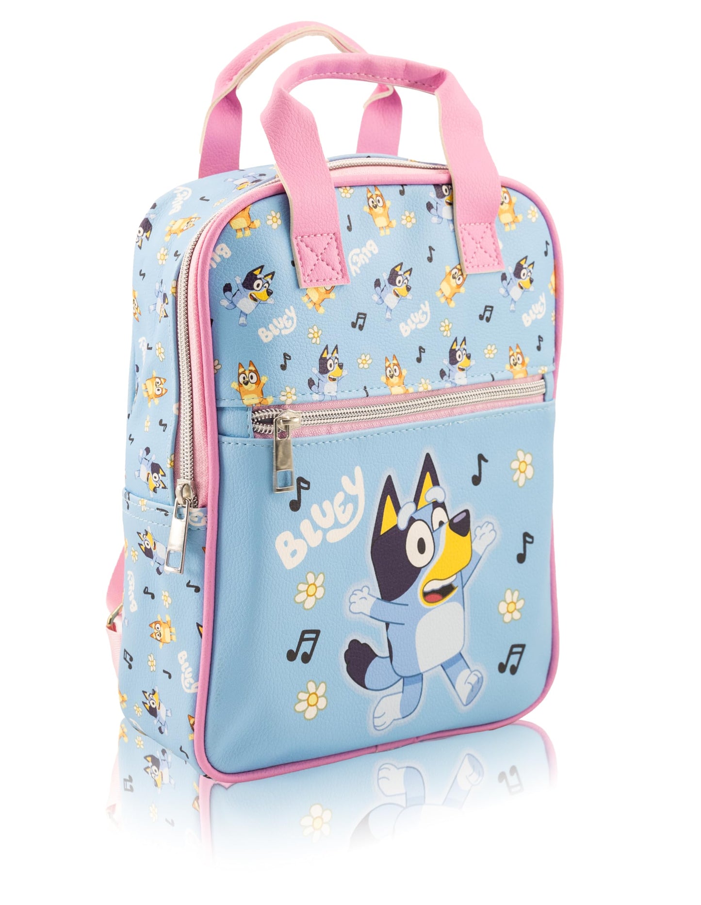 Fast Forward Bluey Mini Backpack for Kids & Adults | 10" PU Leather Bluey Backpack Purse Featuring Bluey | Toddler Travel Bag, Small Backpack Bookbag for School, Travel, or Everyday Use | Ages 3+