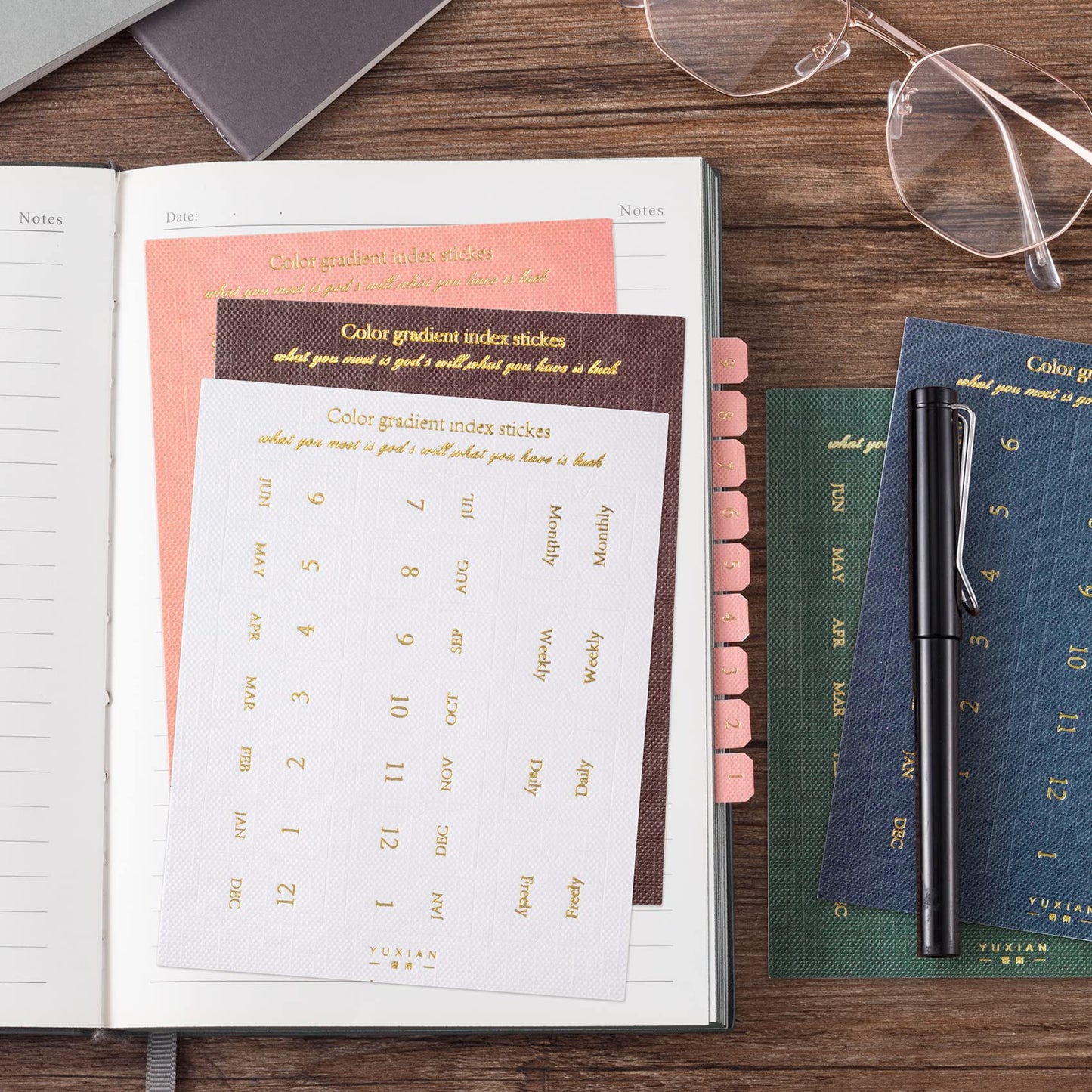 OIIKI Planner Monthly Tabs 20 Sheets, Monthly Tabs for Planners Index Tabs, Self Adhesive Month Tabs Stickers for Planners Office Study Journal Notebook Agendas Organizers Office Supplies
