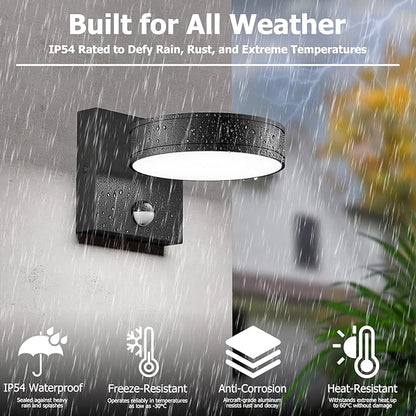 2025 NEW Motion Sensor Outdoor Lights 360° Adjustable Aluminum Outdoor Wall Sconce,1500LM LED Porch Light,Exterior Lighting fixtures Waterproof 3000K/4000K/5000K Front Porch Light for Garage Enterway