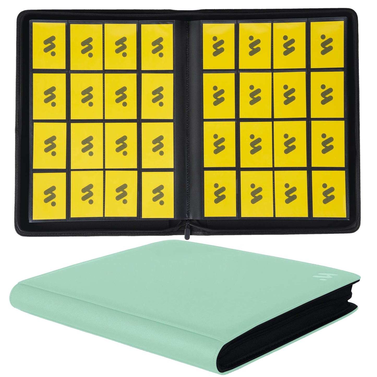 MORABTO Premium 1000+ Pockets Card Binder,16 Pockets Trading Card Binder Ringless Side Loading Trading Card Album Folder for TCG - Light Green