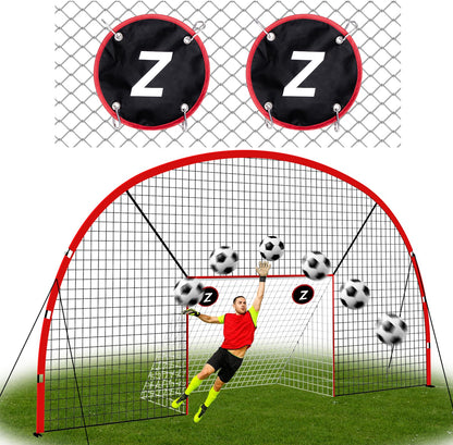 ZEALFEEL 3-in-1 Soccer Goal with Backstop Net & Rebounder, 21x10ft Soccer Rebounder Net with 2 Targets, 36-Strand PE Net, Soccer Training Equipment for Shoot Pass Ball Control Backyard Game