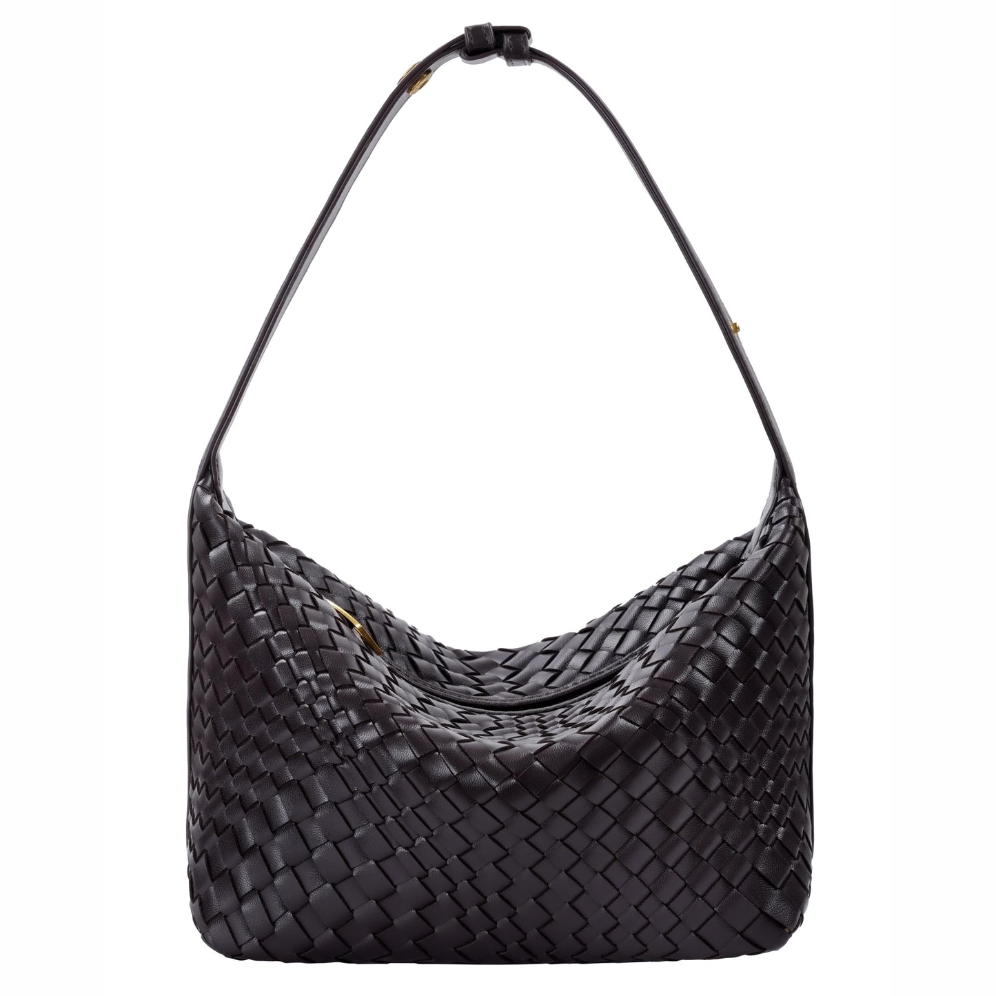 Woven Vegan Leather Tote Bag for Women, Soft Leather Shoulder Bag, Top Handle Handbag Clutch Purse, Coffee