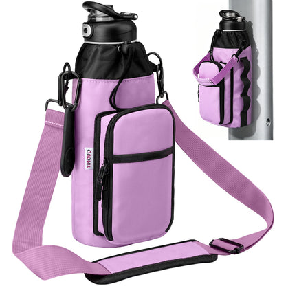 TiMOVO Magnetic Gym Bag, Water Bottle Holder with Strap & Phone Pockets, Built-in 5 Neodymium Magnets, Fits 18–40 oz Bottles, Gym Accessories for Sports, Travel, Workout, Lilac
