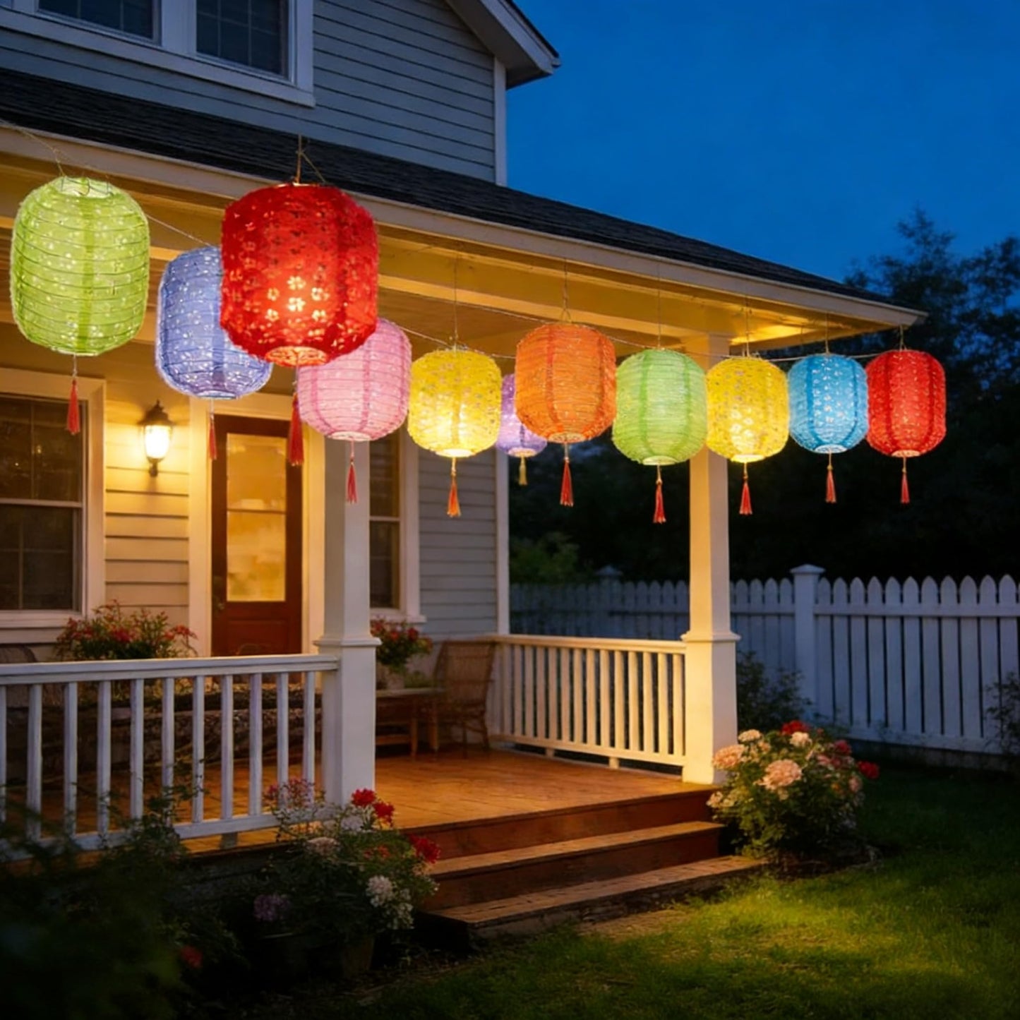 5PCS Paper Lanterns with LED Lights,Cute 6 Inch Lantern Vibrant Hanging Paper Lanterns Lamp with Sticks for Lunar New Year Spring Ceremony Wedding,Mid-Autumn Party Decoration