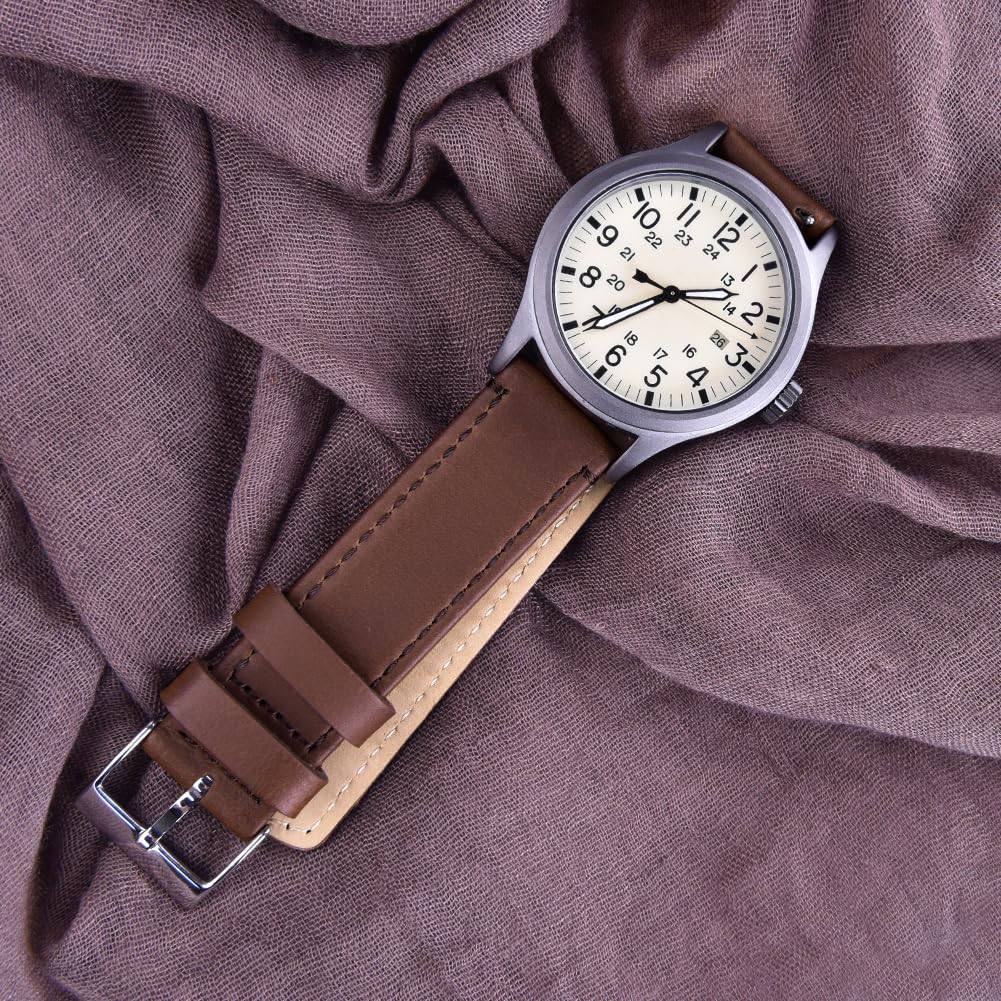 Ritche Leather Watch Strap with Quick Release Pins, 20mm Replacement Watch Band for Men and Women, Fits Smartwatches & Traditional Watches