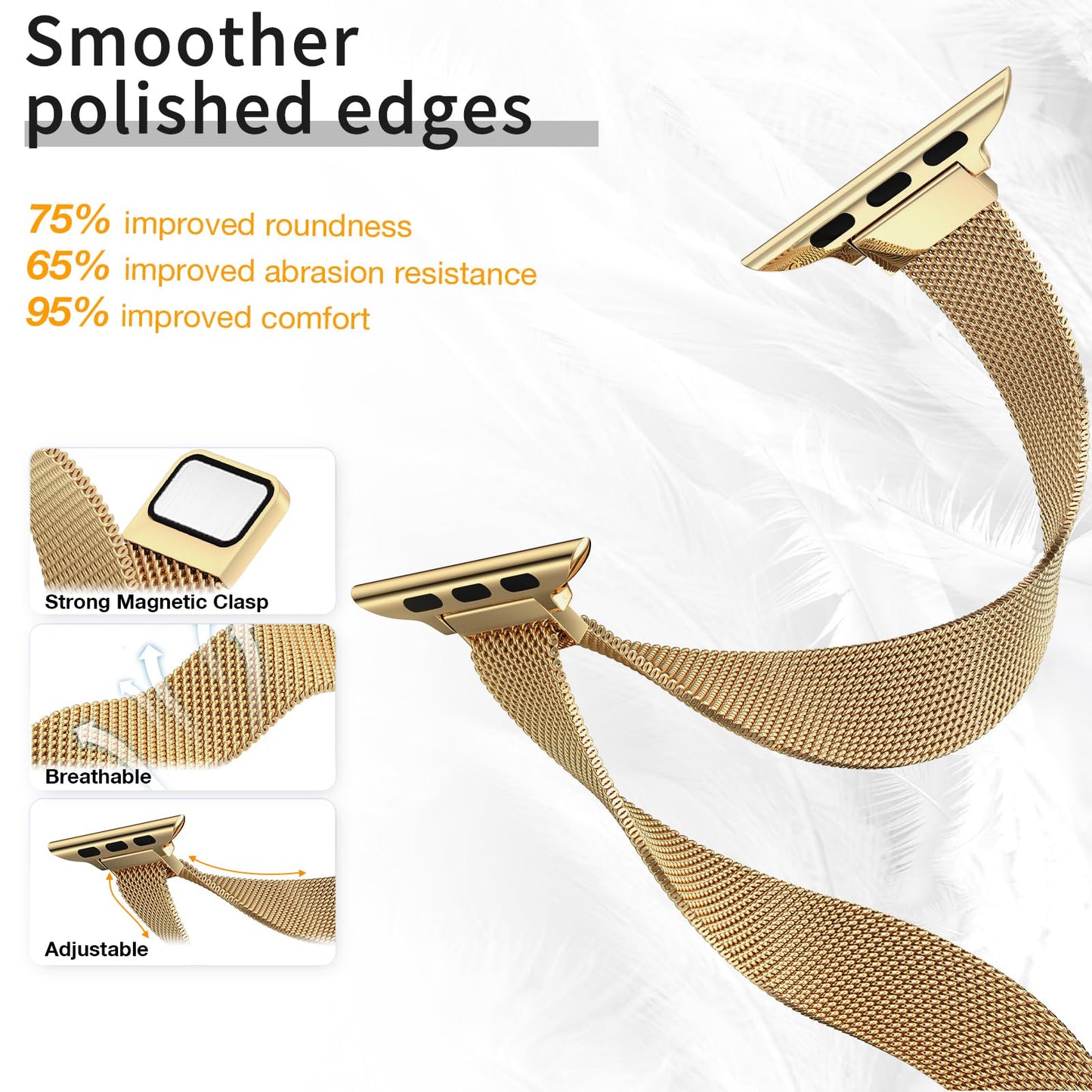 MARGE PLUS Slim Milanese Loop Compatible with Apple Watch Band for women 41mm 40mm 38mm 42mm 46mm 45mm 44mm, Stainless Steel Magnetic Mesh Strap work on iWatch Series 11 10 9 8 7 6 5 4 3 & SE 3 2 1