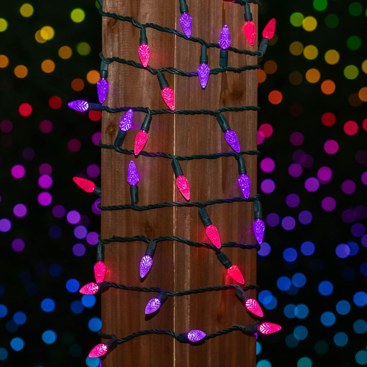 Novelty Lights 24FT 70 LED C6 LED Valentine's Day String Lights, Outdoor Christmas Tree Commercial Grade LED String Lights, Permanent Christmas Lights Outdoor Tree Decorations Outdoor (Pink/Purple)