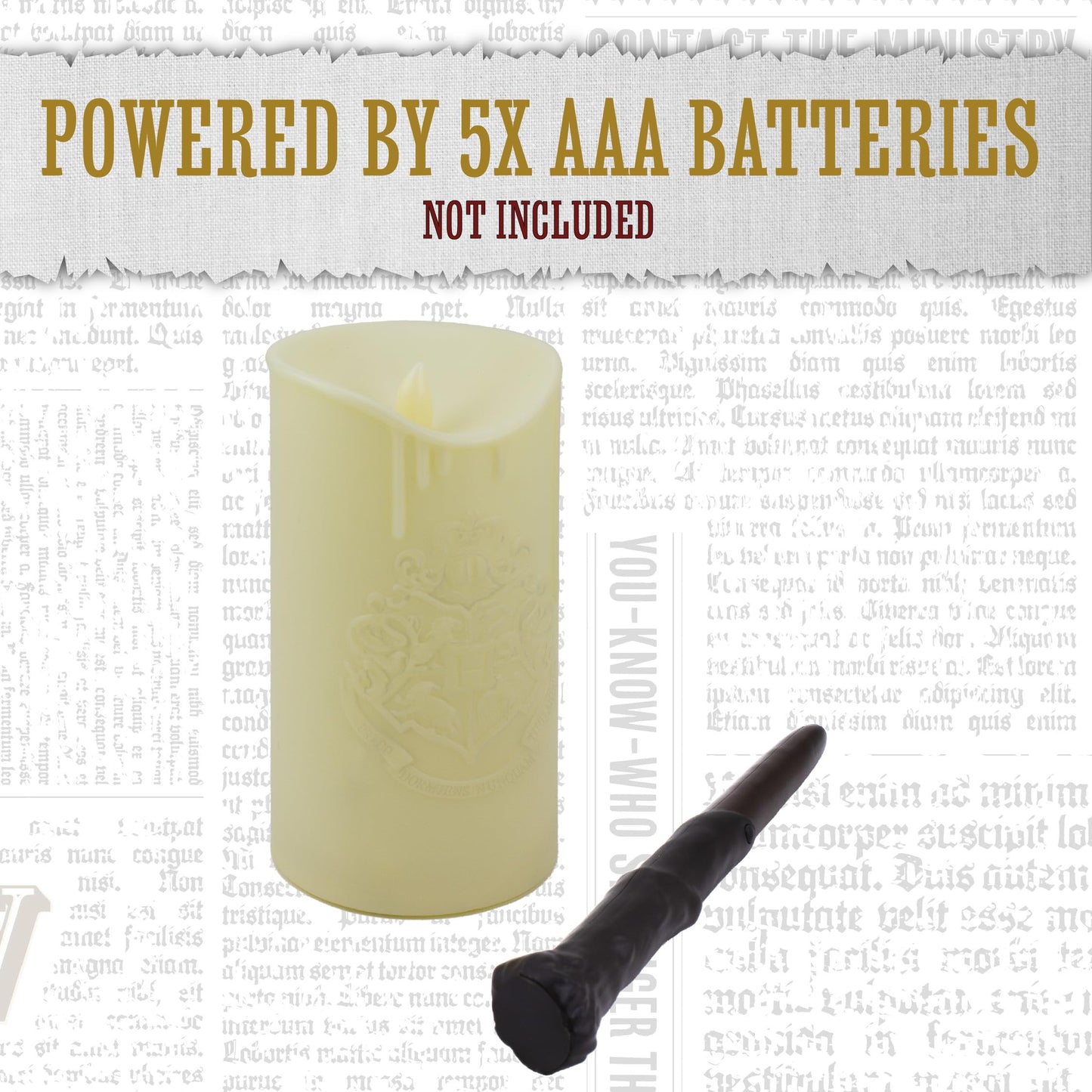 Paladone Harry Potter Hogwarts LED Candle with Wand Remote – Officially Licensed Wizarding World Merchandise, Battery-Powered Candlelight for Themed Events