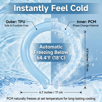 2PCS Neck Cooling Ring - Reusable Neck Coolers for Extremely Hot Weather, Instant Cooling Ice Neck Ring, Frozen Neck Wrap for Outdoor Work, Running, Hiking, Gardening - PCM Cooling Device (Blue, M)