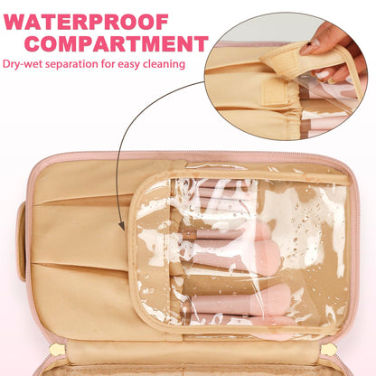 CLOUDWINGS Gifts for Women Birthday Gifts Initial Makeup Bag for Women Personalized Large Capacity Travel Toiletry Bag Cosmetic Bag Gifts for Mom-Graduation Gift for Teens Girls (Pink A)