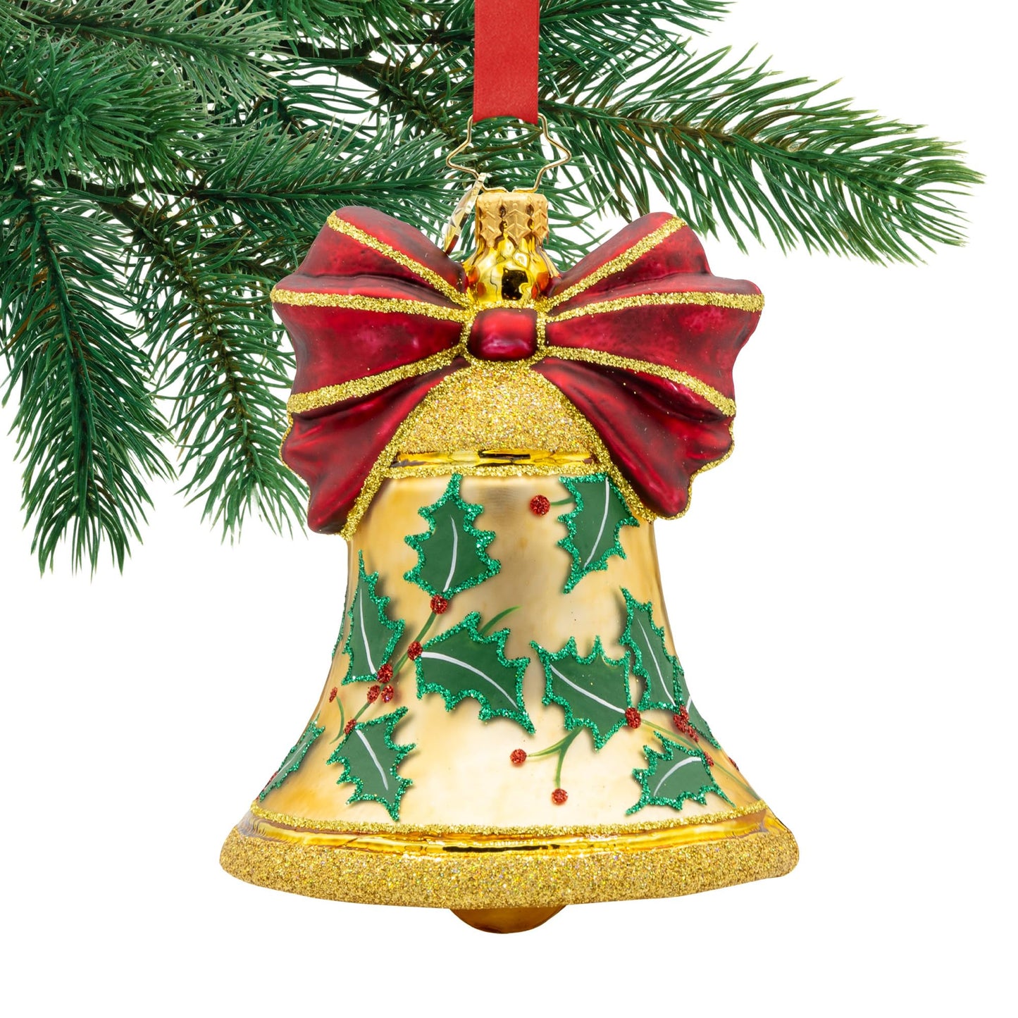 Christopher Radko Hand-Crafted European Glass Christmas Tree Decorative Ornament, Bell Bliss