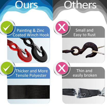 Boat Trailer Winch Strap With Hook 2" x 20' - 10,816lbs Breaking Strength Heavy Duty Hand Crank Replacement for Jet Ski, Automotive Towing