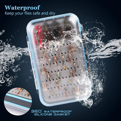 Maxcatch Waterproof Double-Sided Fly Box - Lightweight Durable Design with Clear Lid & Easy Grip Foam for Flies Storage