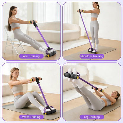 Upgraded Pedal Resistance Band with Handle, Soft Durable Fashion Puller Exercise with Thickened 6 Tension Ropes, Tube Pedal Resistance Device for Abdomen, Waist, Arm, Leg, Core/ABS (Black & Purple)