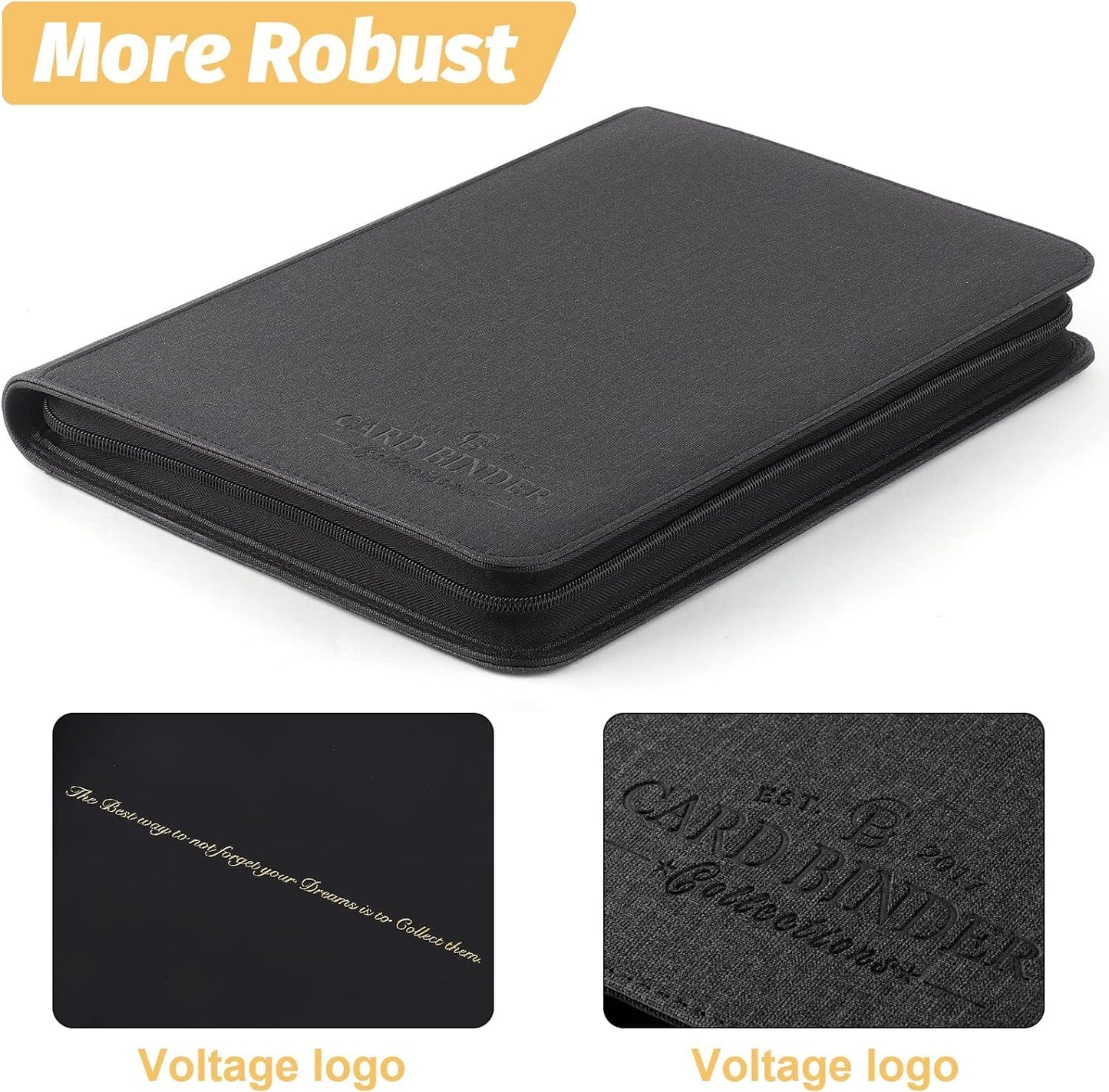 Foalgo 9 Pocket Card Binder, Premium Zip Trading Card Binder, 540 Double Sided Pocket PU Collection Binder, Collector Album, Card Folder for MTG, TCG, Sports Cards (Black)