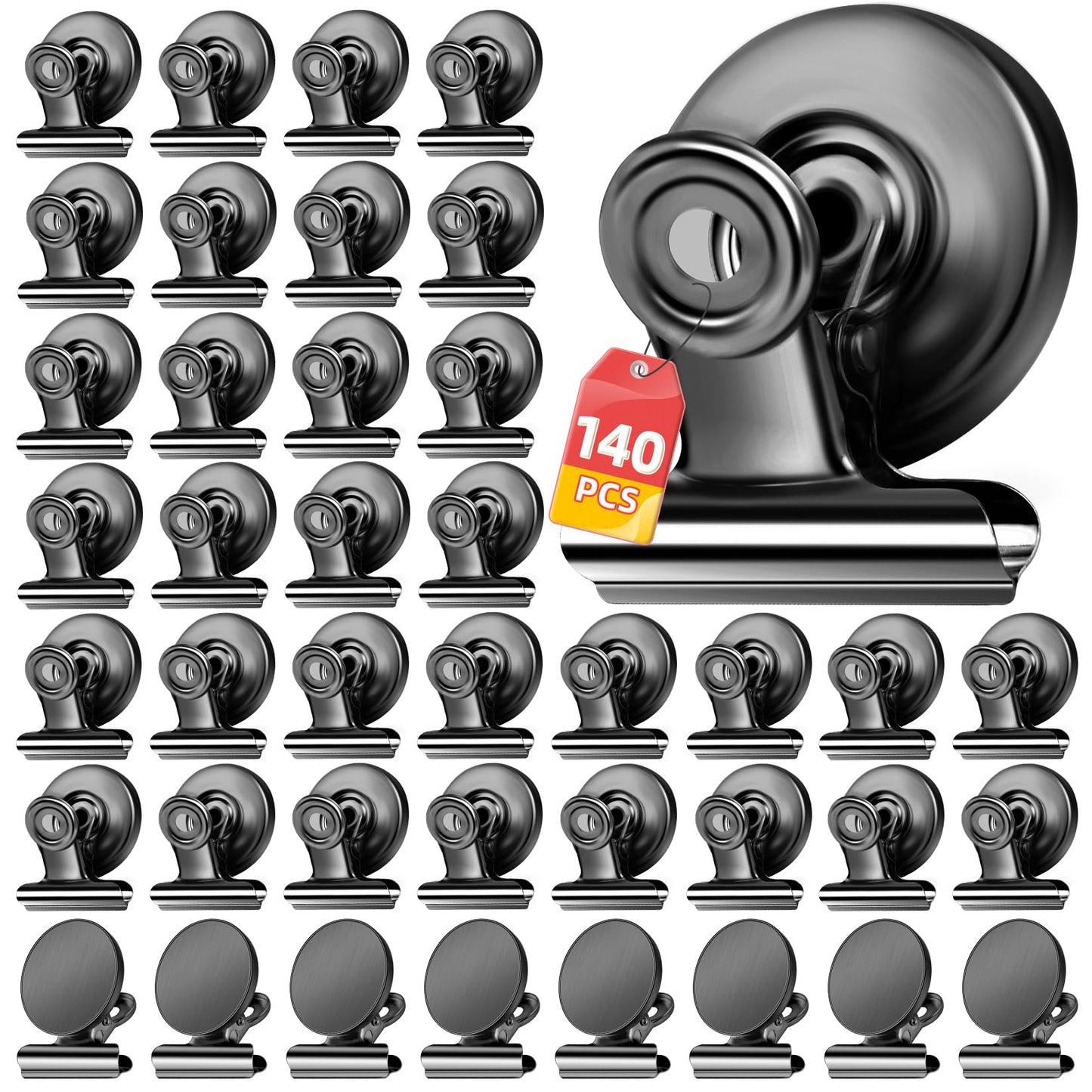 VNDUEEY 140 Pack Fridge Magnets Refrigerator Magnets, Strong Magnetic Clips Heavy Duty, Magnet Clips For Whiteboard , Magnets For Fridge Locker Office Accessories (Black)