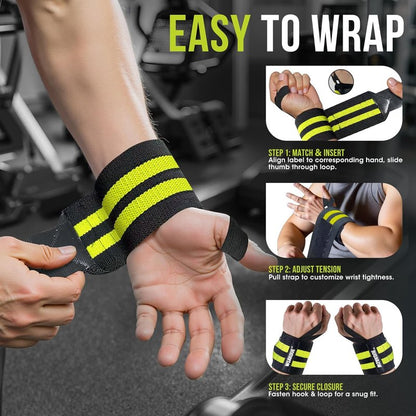 Weightlifting Wrist Wraps - 18" Professional Support with Heavy-Duty Thumb Loop | Adjustable Gym Straps for Men & Women