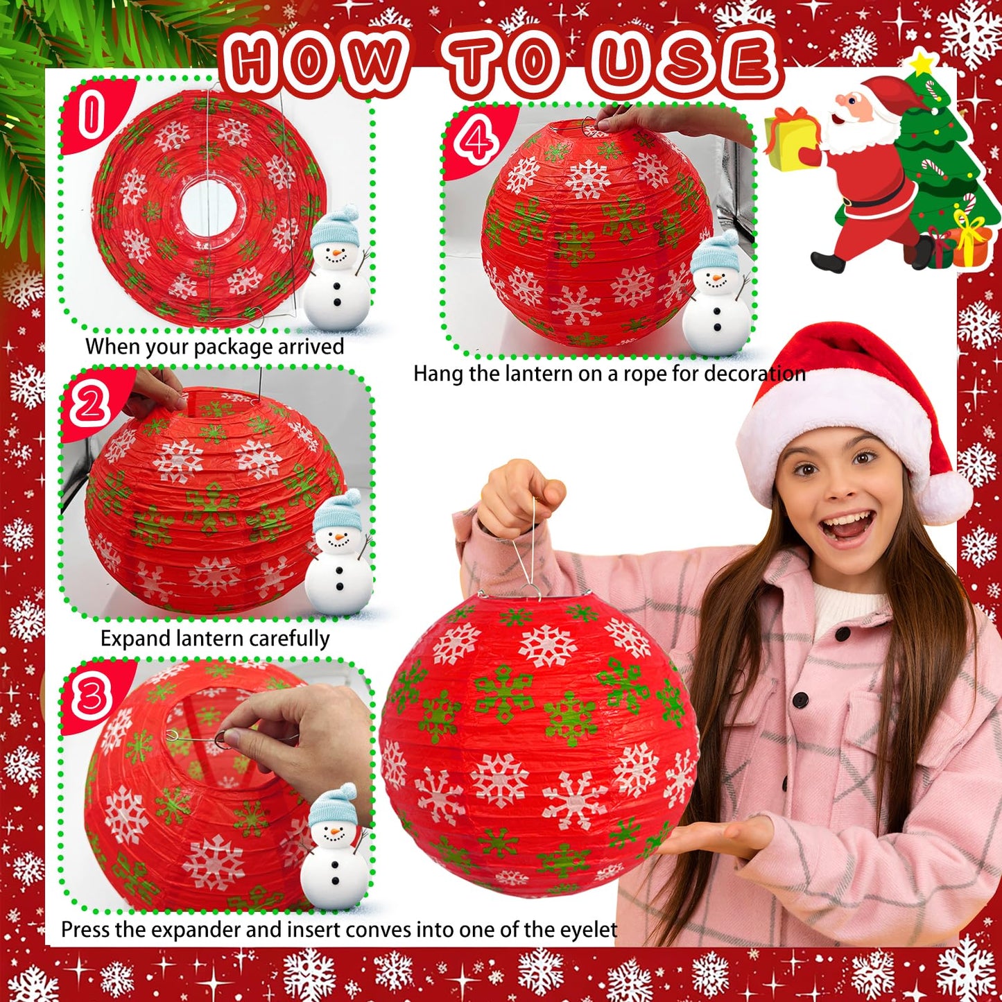 Christmas Honeycomb Paper Lantern Decoration Set, Hanging X-mas Party Supplies Including Christmas Hat, Trees Honeycomb Balls Lanterns, Paper Fans for Holiday XMAS Party Decor