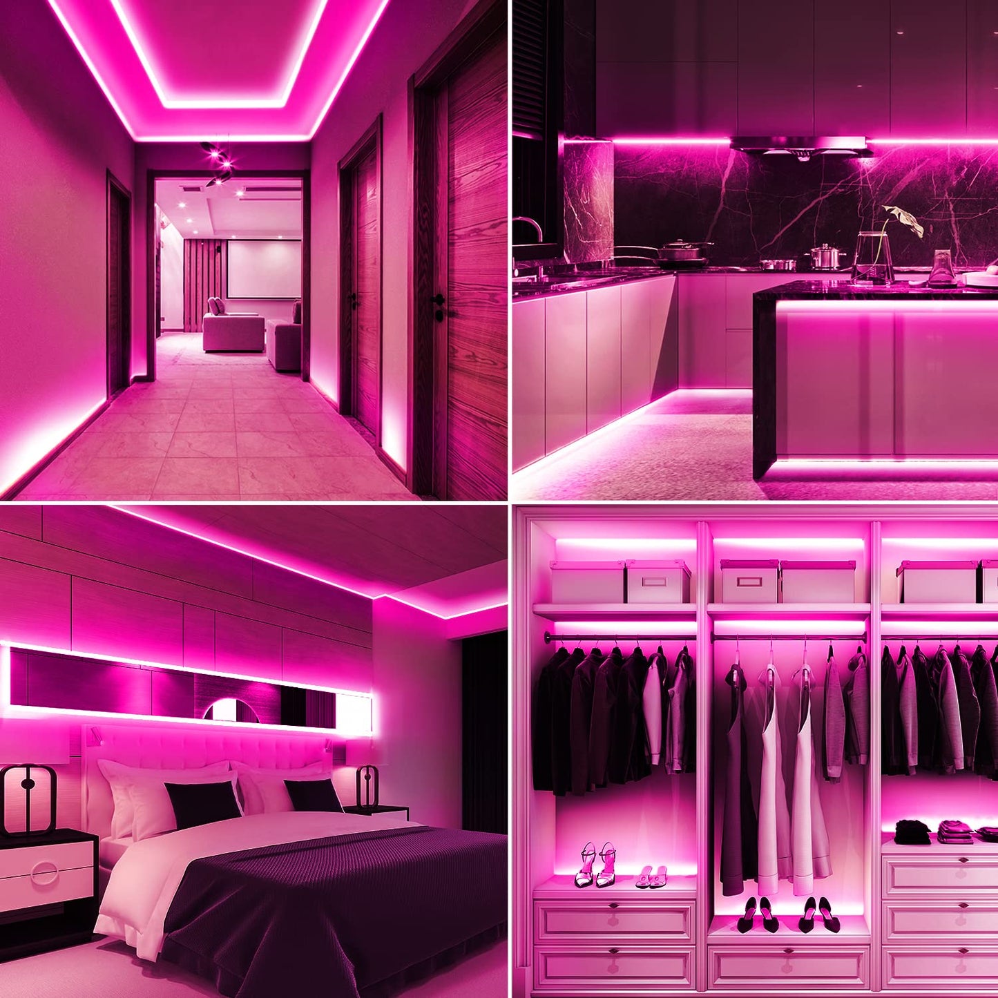 Smacen Battery Powered COB Led Strip Lights, 4.92Ft Battery Operated Pink LED Strip Light, High Brightness Flexible LED Tape Lights for Room, Cabinet, Bedroom, Kitchen, Party, Home DIY Decoration