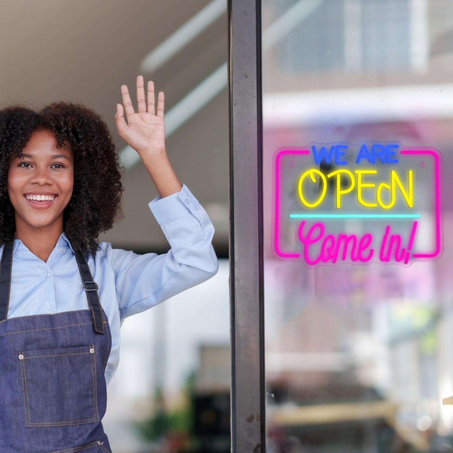LISIGNVE We Are Open Neon Sign LED Open Sign Come In for Business Store Front Dimmable Open Welcome Neon Light for Cafe Bar Restaurant Window Decor