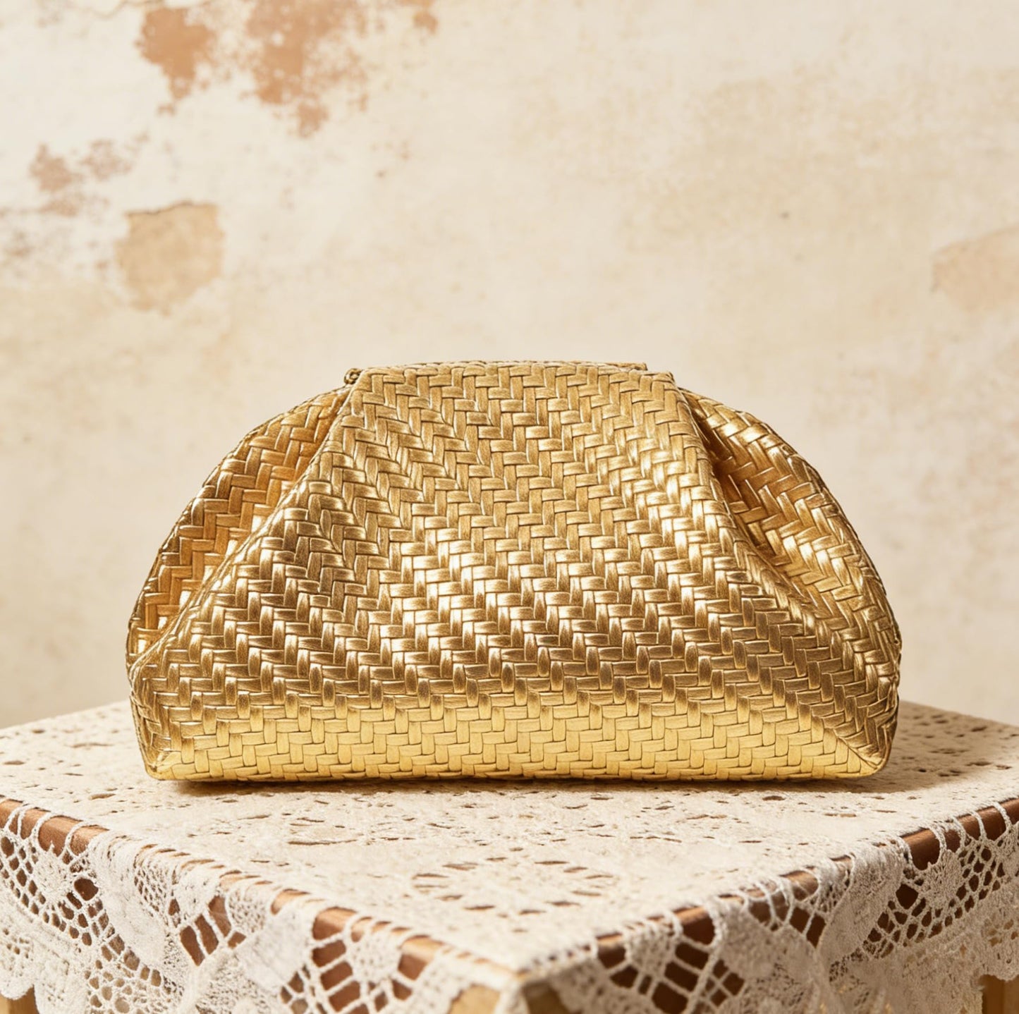Aritenation Woven Clutch Purses for Women Evening Bag Elegant Ruched Dumpling Clutch PU Leather Eveing Bag for Party Wedding