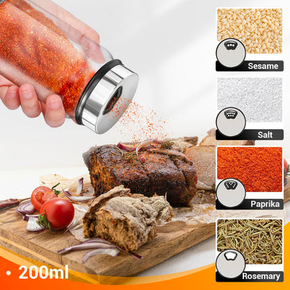 Segarty Spice Jars, 6 Pack 3 oz Spice Bottles with Shaker Lids, Glass Empty Storage Containers with Adjustable Stainless Steel Flow Top for Your Regularly Used Spices
