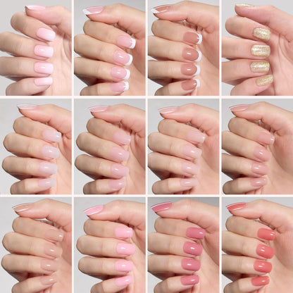 Beetles Press on Nails Kit 720Pcs 24 Colors, Press on Nails Short Almond Glossy Matte Glitter With Nail Glue & Nail Tabs Stickers, Natural Fit Lightweight Fake Nails Kit Art For Women Girls