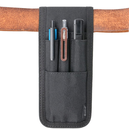 diodrio Belt Pen Holder, Pencil Holder Pouch, Pen Sleeve Case Holster for Belt, Hold Multiple Pens, Hold 6 Inch Ruler, 2 Pens and a Marker. Made of Durable Fabrics, Detachable, Black.