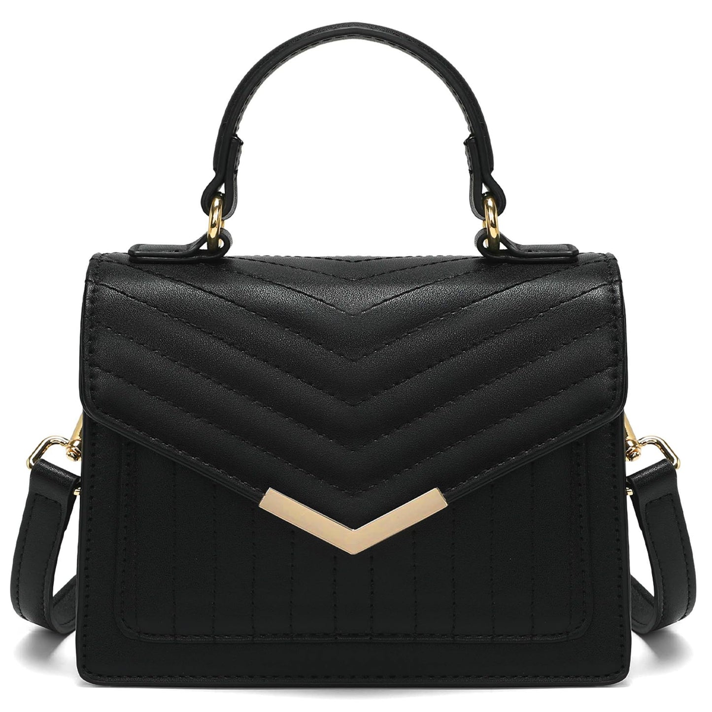 Goinsound Top Handle Purse Women's Top-Handle Handbags quilted flap Black crossbody purse women purses and handbags