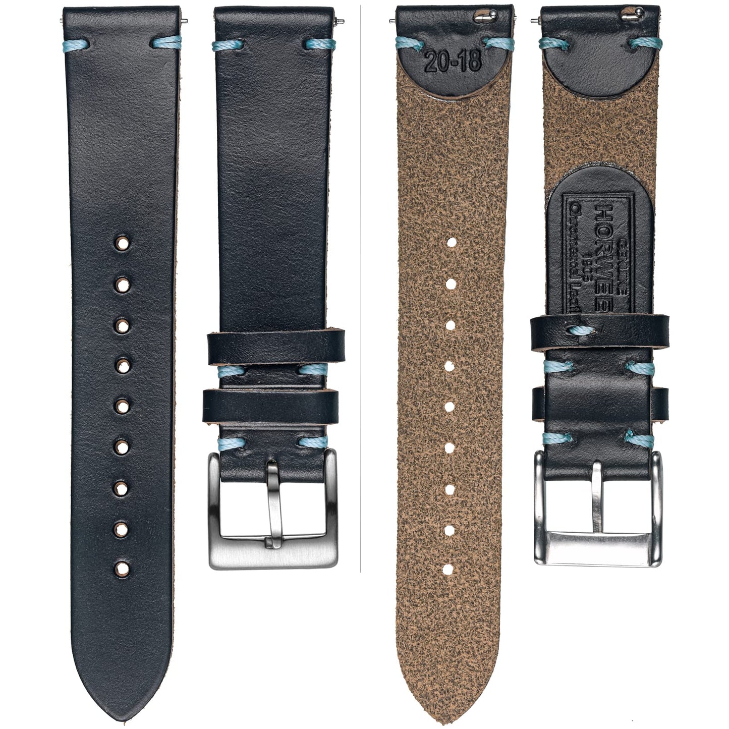 hemsut h 20mm Leather Watch Bands for Men, Thin Soft Horween Leather Watch Strap Quick Release Vintage Watch Wrap