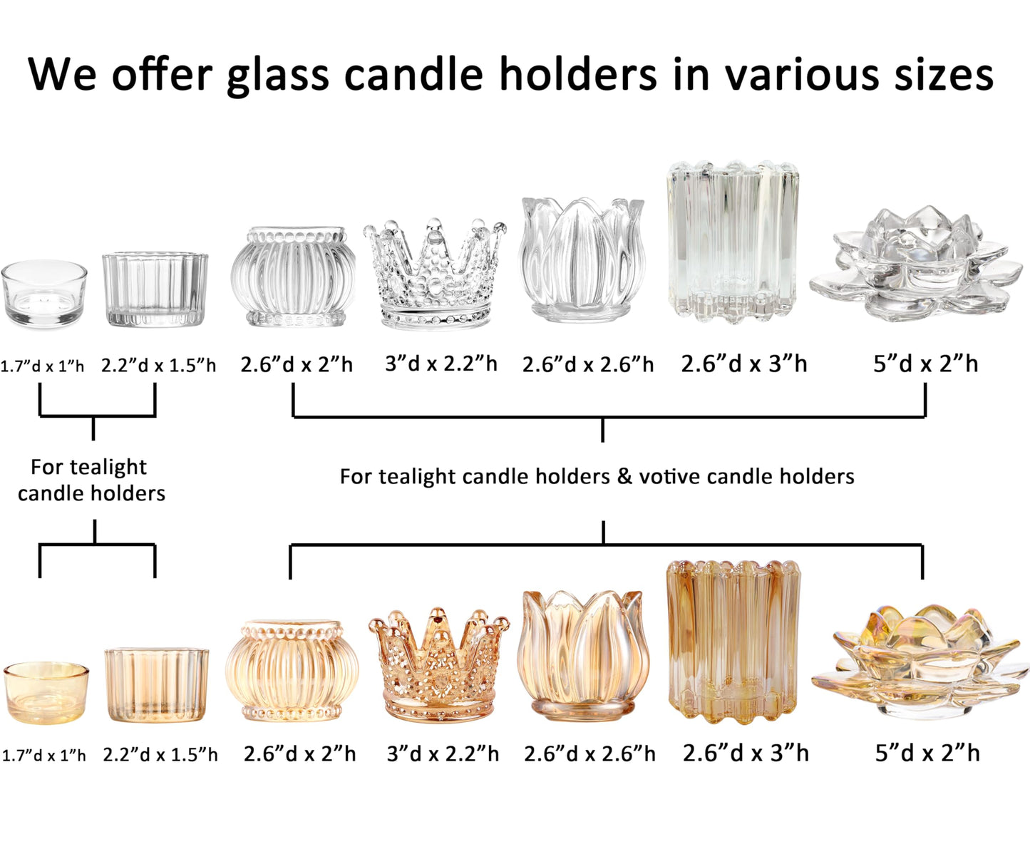 GOLDEAL Round Tealight Candle Holders,Set of 24 Clear Thick Glass Tea Light Candle Holder Decor,Candlestick for Wedding Decor,Party,Baby Shower Party,Bridal Shower Party,Table Centerpiece, Home Décor