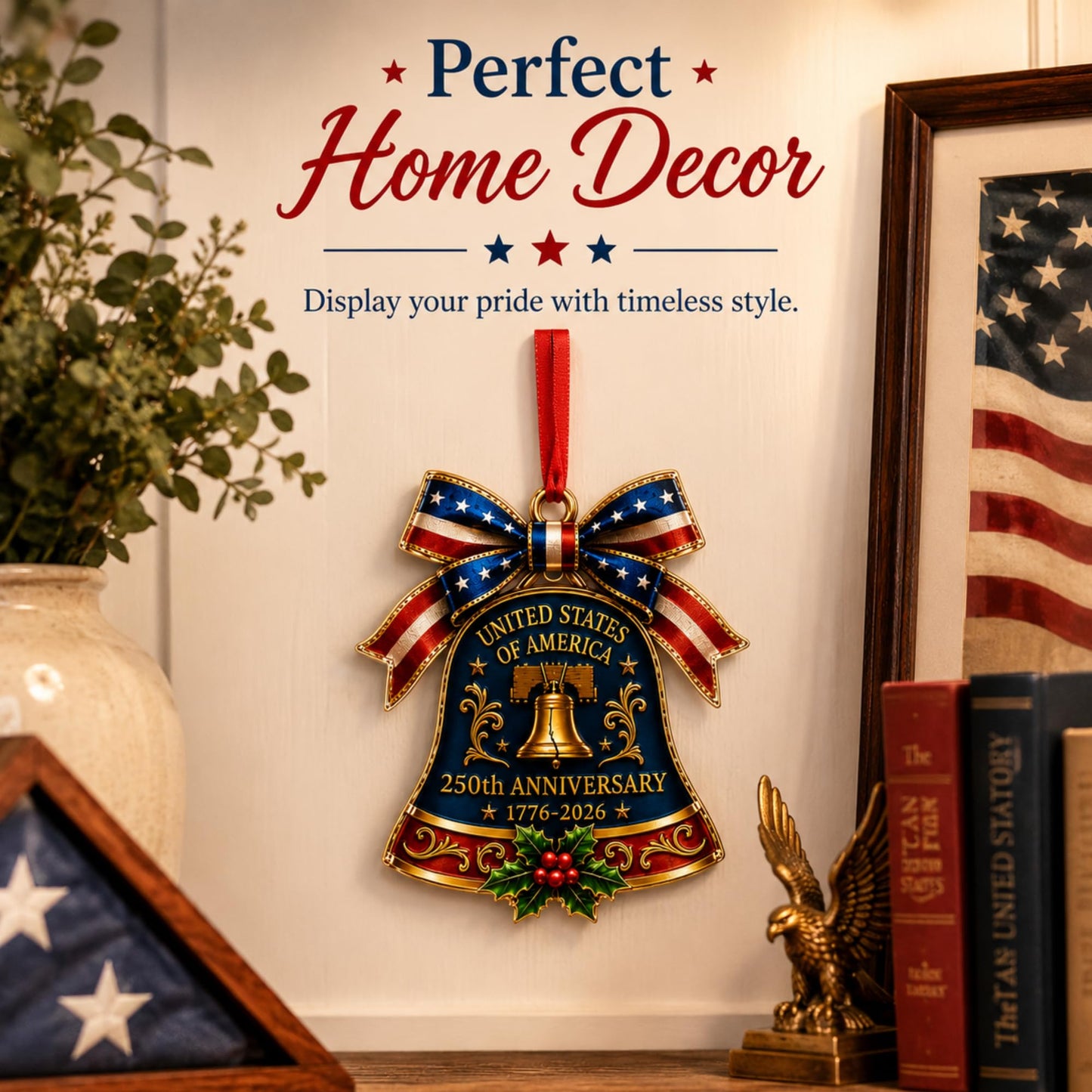 250 Anniversary Ornament 1776-2026, 2D Acrylic 250th Merchandise, USA America Anniversary Christmas Ornament, Fourth of July Decorations, Patriotic Decor, American Birthday Gifts