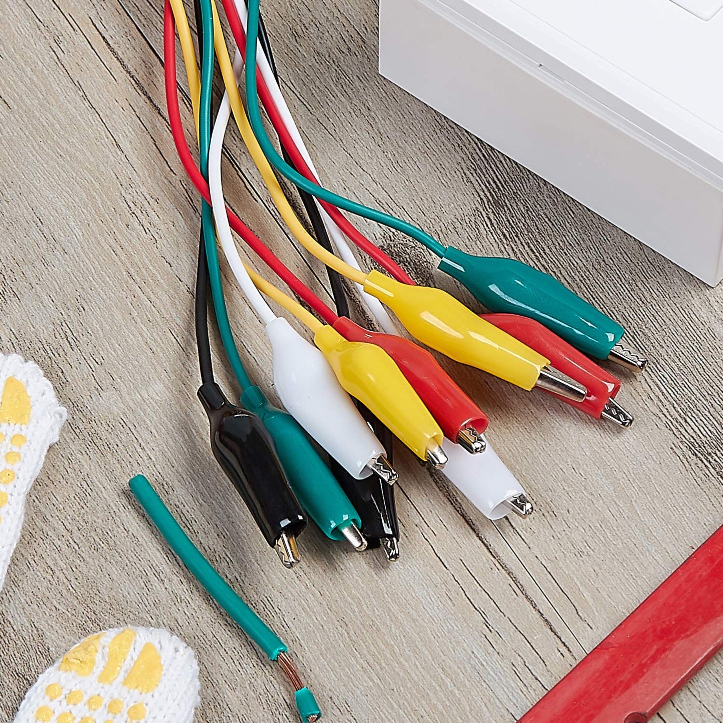 WGGE WG-026 10 Pieces and 5 Colors Test Lead Set & Alligator Clips,20.5 inches / 22 AWG Copper Wire. The Clips soldered and Stamped to The Wires. (1 Pack)