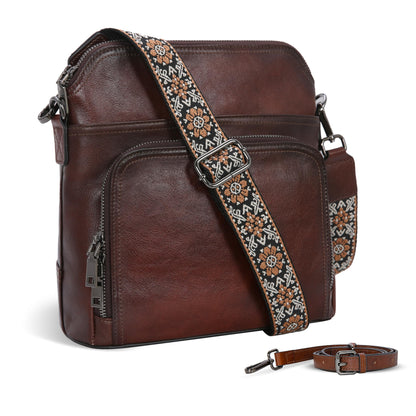 Iswee Leather Crossbody Bags Shoulder Bag for Women Purses and Handbags Genuine Leather Purses for Women Hobo Pocketbooks (Coffee)