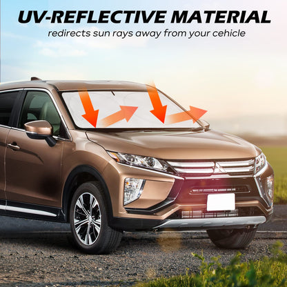 Windshield Sun Shade - Car Sun Shade Windshield, Foldable UV Ray Reflector car Shade Front Windshield, Sun Visor for Car Keeps Your Vehicle Cool, for Most Sedans SUV and Trucks - Large 63 x 33.5 in