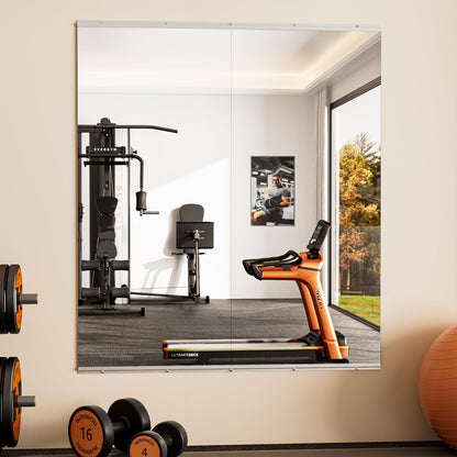 Keonjinn Home Gym Mirror, 56" x 24" - 2PCS Workout Mirrors for Home Gym, Frameless Tempered Glass, Full Body Wall Mirrors for Fitness Exercise, Yoga Room, Dance Studio, Bedroom, Garage