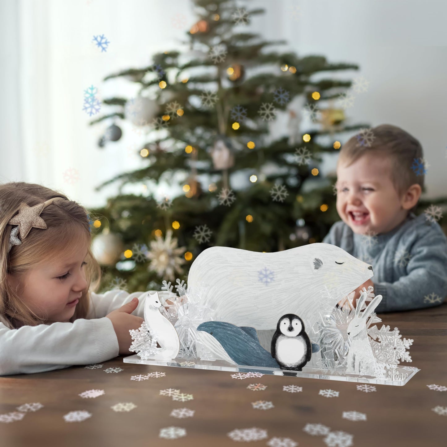 Cheerland Winter Centerpiece Decoration Arctic Polar Animal Snowflake Table Decor for Christmas Holiday Home Room Classroom Decor Winter Wonderland Party Supplies