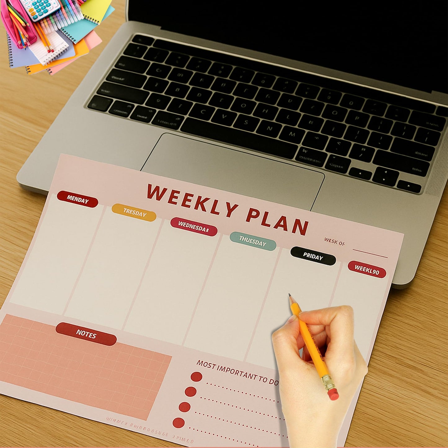 Weekly Planner Notepad – Tear-Off Weekly to do List Notepad, Weekl y Desk Calendar Notebook for Productivity, Task Planner for Time Management, Project Planner with 50 Planning Sheets