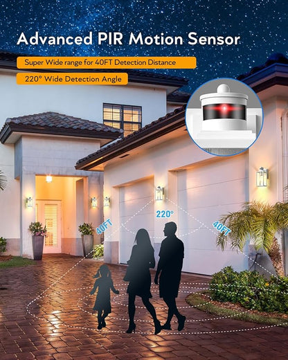 VIANIS 2 Pack Motion Sensor Porch Light, Outdoor Garage Lighting Fixtures Wall Mount, White Outside LED Lights for House, Dusk to Dawn Exterior Sconces Wall Lighting Lantern Lamps for Front Door Coach