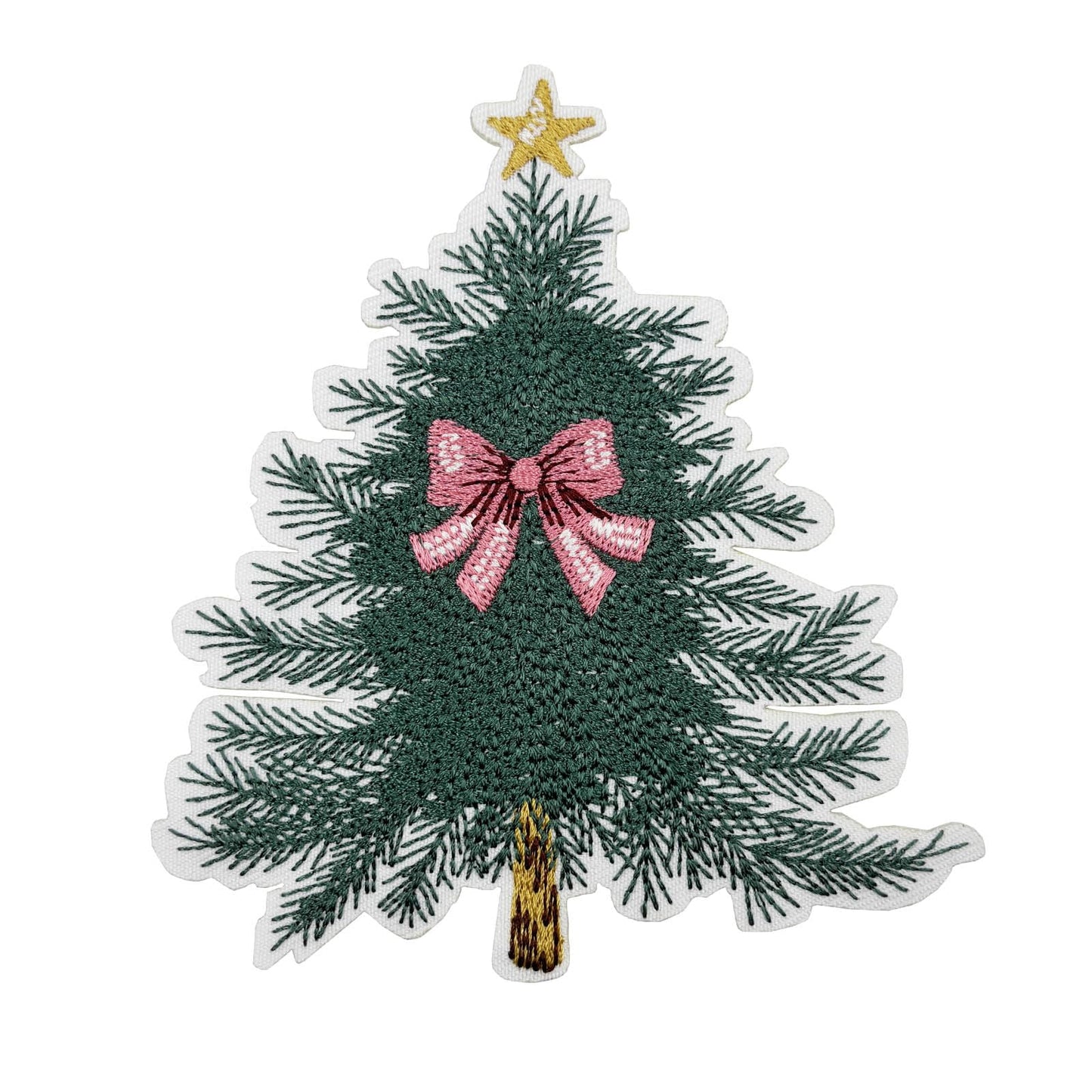 4.5'' Large Bow Christmas Tree Embroidered Iron On Patch for Pajamas Hoodies T-Shirts