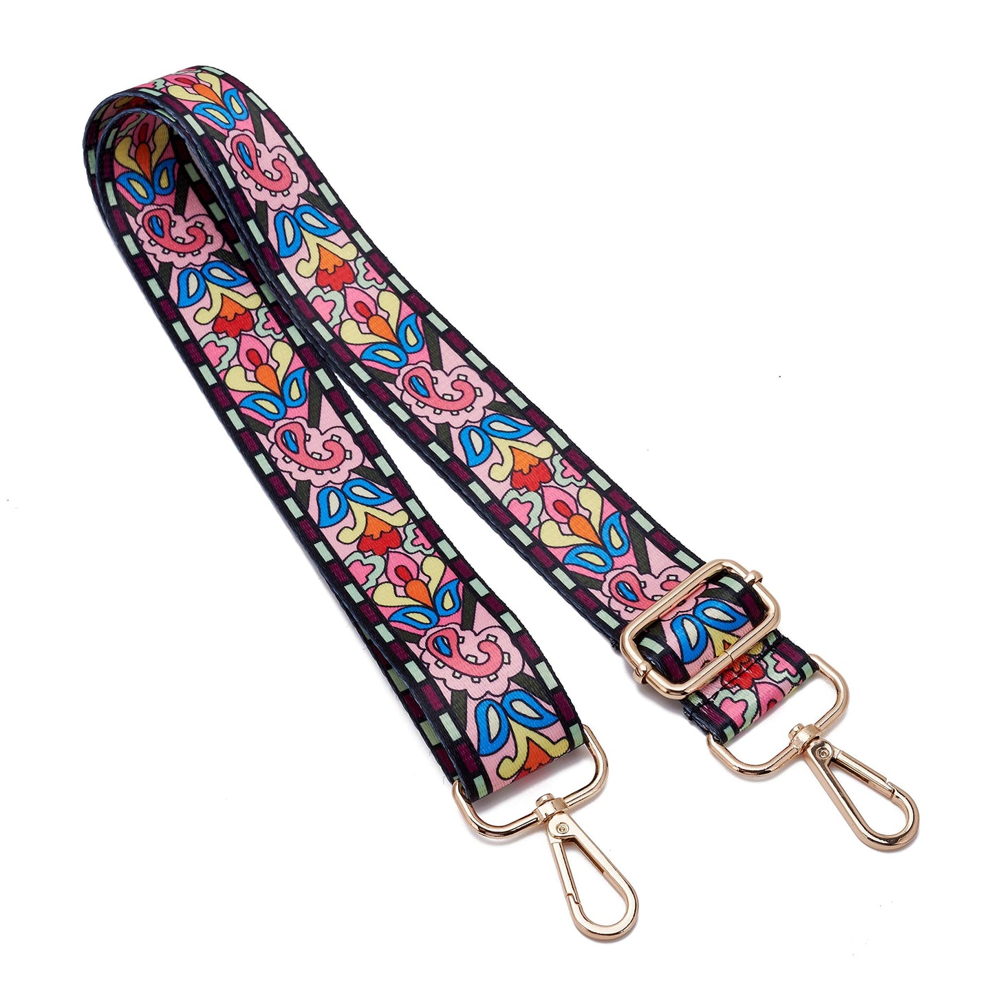 ZOOEASS Wide Shoulder Strap Adjustable Replacement Belt Guitar Style Crossbody Bag Handbag Strap Multicolor Canvas Straps(Wide:1.4in) (Morning glory)