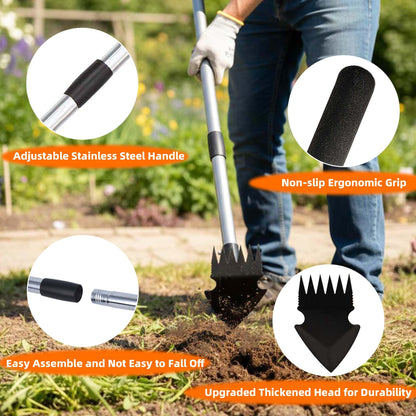 KLDOLLAR Weed Puller Tool with Long Handle, 62inch Efficient Weed Remover Tool, 2-in-1 Weed Rake and Hoe Garden Tool for Easy Weed Removal & Deeper Root Digging, Manual Weeder Tool for Yard Flower Bed