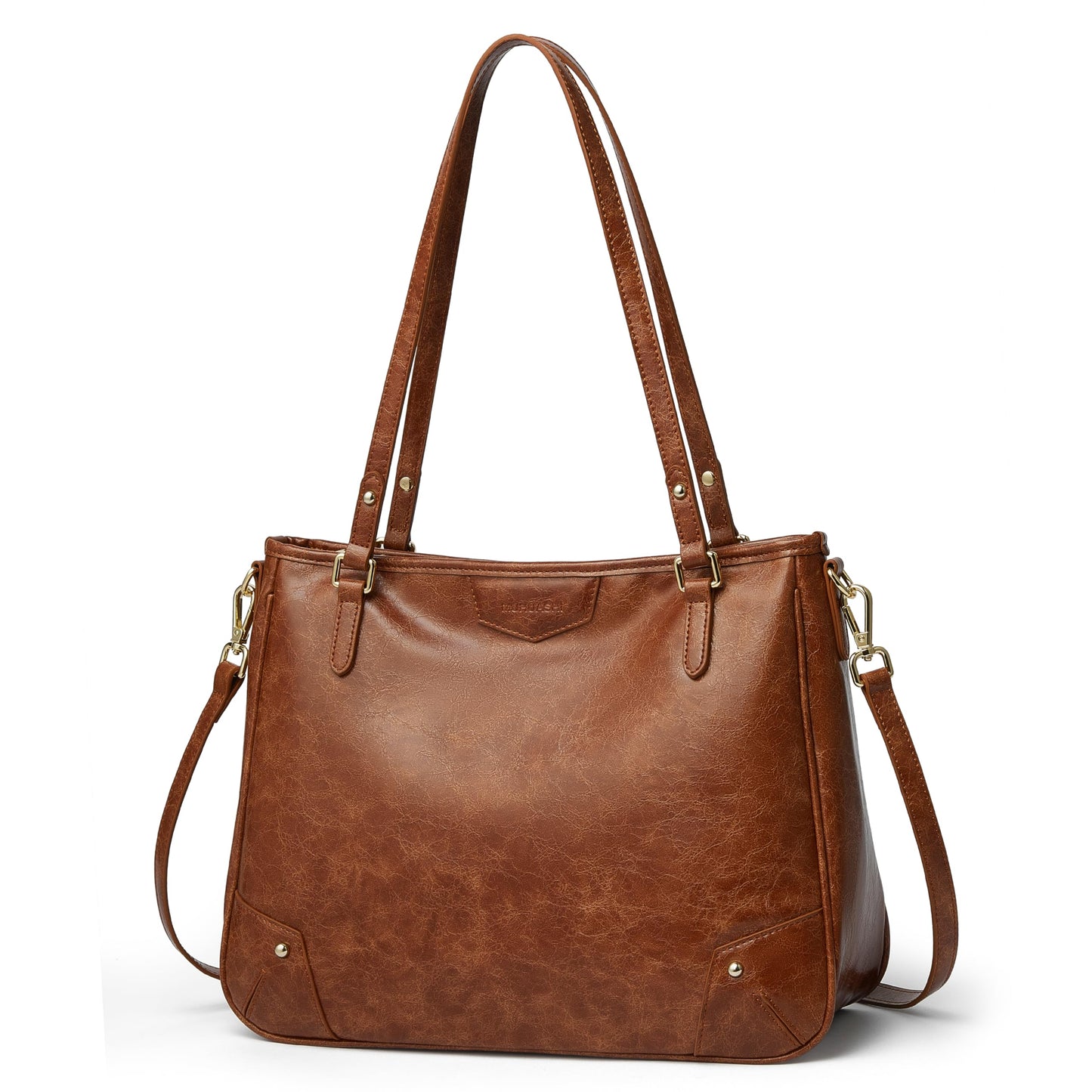 MUHUASHI Large Tote Bags for Women, PU Leather Shoulder Satchel Purse and Handbags with Detachable Crossbody Strap (2-Brown)